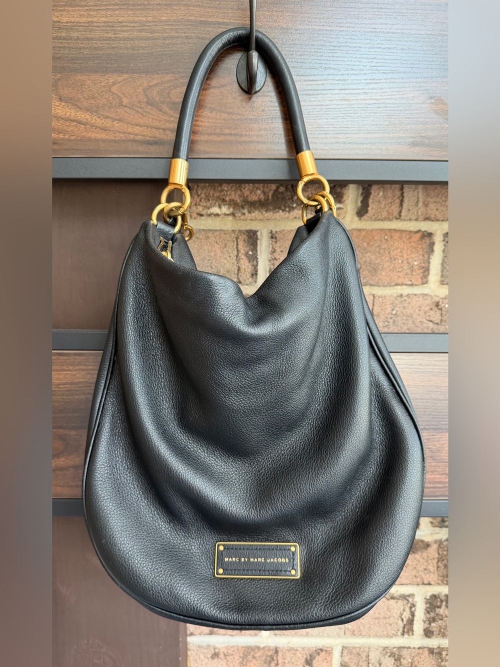 Marc by Marc Jacobs Black Leather Crescent Shaped Hobo Bag